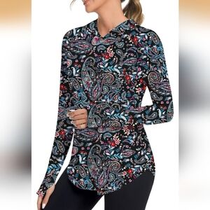Black Paisley Floral Long-Sleeve Tee